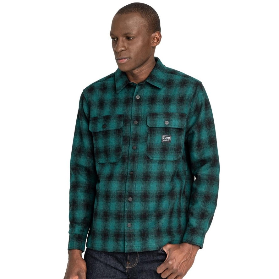 LEE WORKWEAR OVERSHIRT RELAXED FIT MĘSKA KOSZULA MATERIAŁOWA AGATE GREEN L68DCSNB 112117071