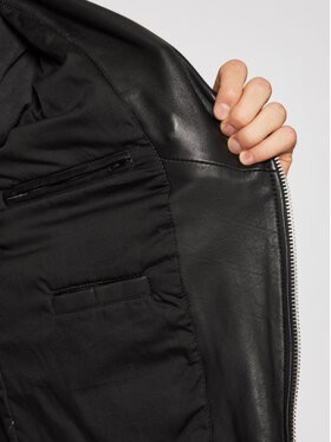 Serge Pariente Kurtka skórzana Hipster Czarny Regular Fit