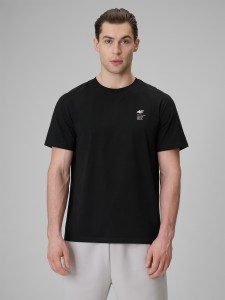 4F T-shirt regular gładki męski - czarny L
