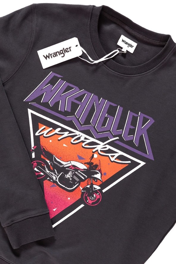 BLUZA WRANGLER MĘSKA CREW SWEAT FADED BLACK W6559IHV6 112130571