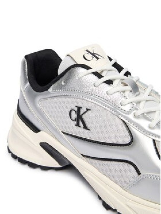 Calvin Klein Sneakersy Hike Runner Laceup Mesh Mix Met YM0YM01402 Srebrny