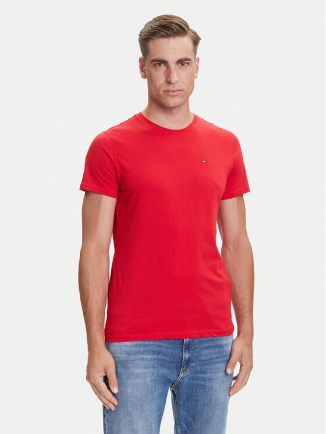 Tommy Jeans T-Shirt DM0DM04411 Czerwony Slim Fit