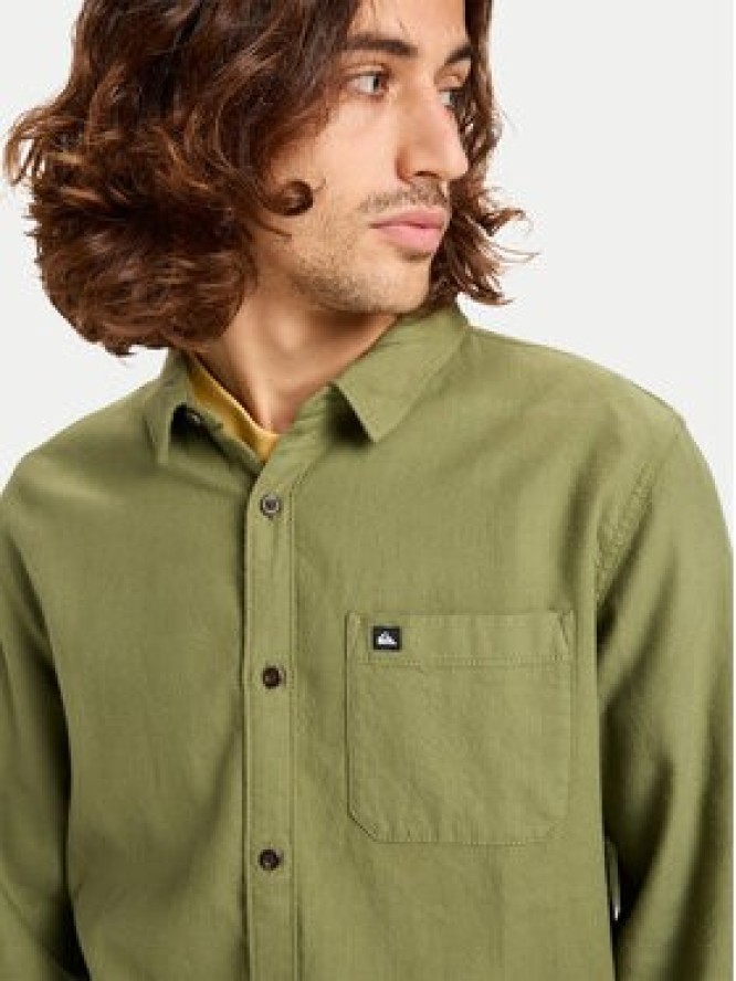 Quiksilver Koszula Motherfly Solid EQYWT04651 Zielony Regular Fit