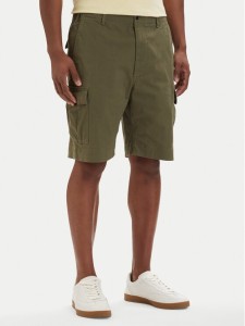 Tommy Hilfiger Szorty materiałowe Twill Cargo MW0MW42350 Khaki Relaxed Fit