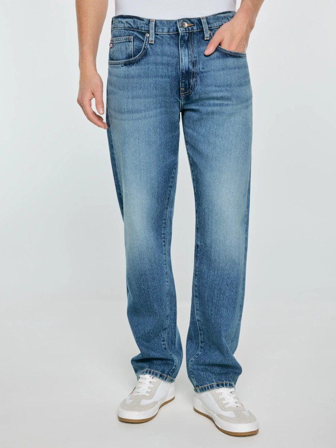 Jeansy męskie z prostą nogawką niebieskie Brandon 191