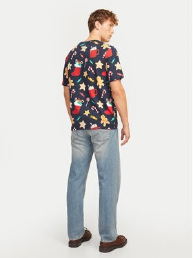 Jack & Jones T-Shirt Xmas Merry 12265399 Granatowy Standard Fit