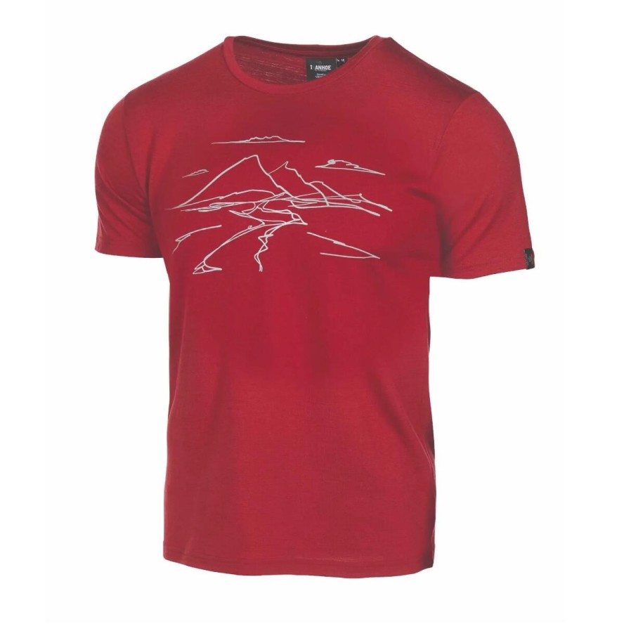 Ivanhoe t-shirt UW Ceasar Mountain for men - 100% extra fine merino wool - Red
