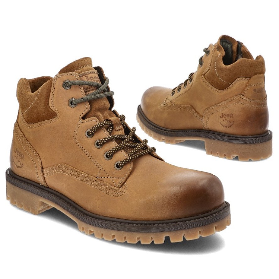 Brązowe Botki Jeep Stylowe Obuwie Męskie