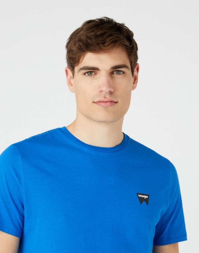 WRANGLER SS SIGN OFF TEE MĘSKI T-SHIRT KOSZULKA LOGO NAUTICAL BLUE W7C07D3V2 112146300
