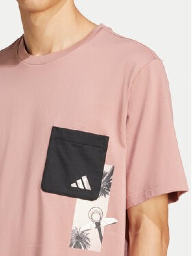 adidas T-Shirt Lens Elevated Pocket Graphic JJ3927 Różowy Loose Fit