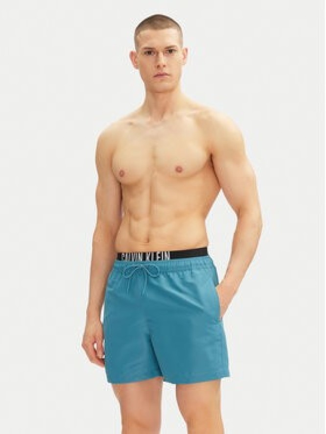 Calvin Klein Swimwear Szorty kąpielowe KM0KM01093 Niebieski Regular Fit