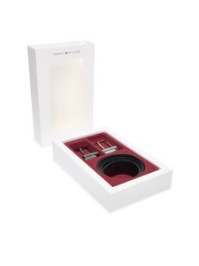 Tommy Hilfiger Pasek Męski Business Rev Lux Set Gp AM0AM13831 Czarny