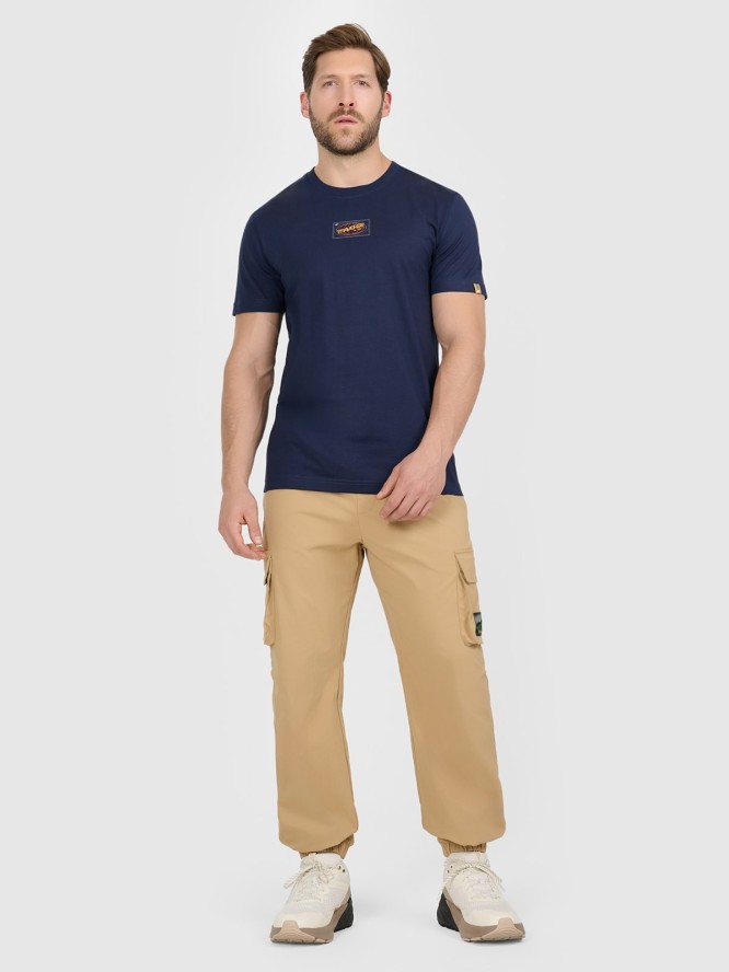 4F T-shirt regular z nadrukiem męski - granatowy L