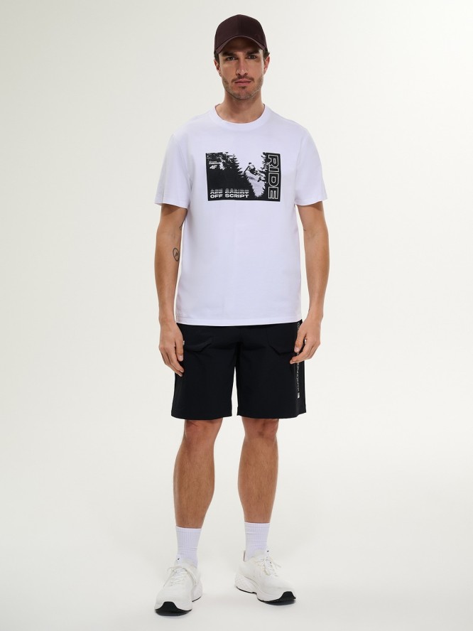 4F T-shirt relaxed z nadrukiem męski - biały L