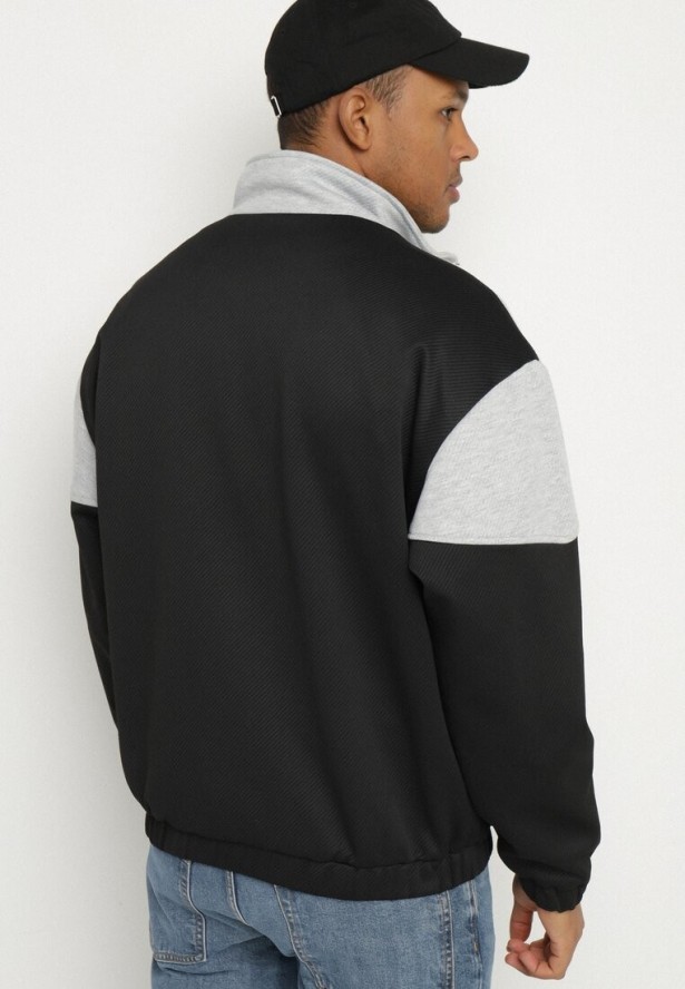 Szaro-Czarna Kurtka Ozdobiona Napisem Fonilia