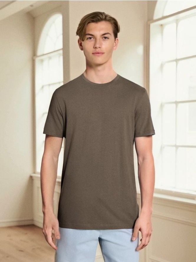 Bawełniana koszulka z krótkim rękawem - brązowy