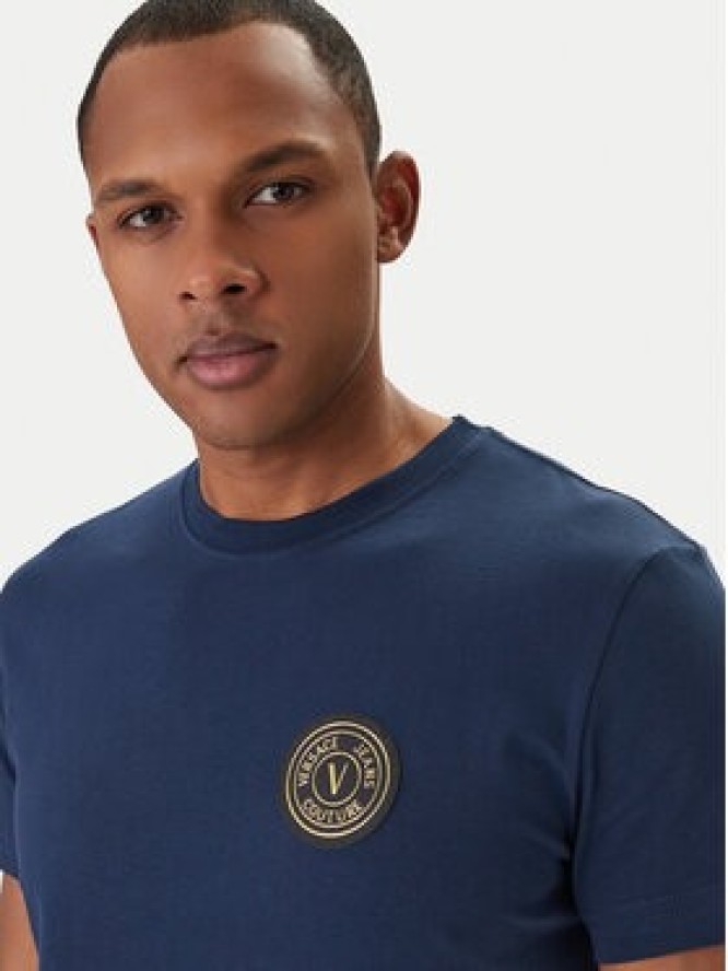 Versace Jeans Couture T-Shirt 80GAHT03 CJ00T Niebieski Regular Fit