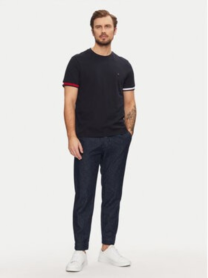 Tommy Hilfiger T-Shirt Global Stripe MW0MW38078 Granatowy Regular Fit