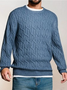 Sweter z dekoracyjnym splotem - szary