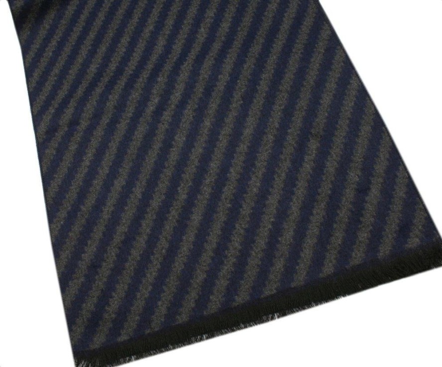 Męski Szalik z Wiskozy - Alties - Granatowe Prążki