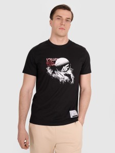 4F T-shirt regular z nadrukiem siatkarskim męski - czarny S