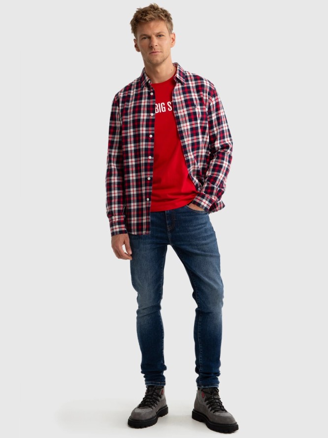 Koszula męska flanelowa w kratę czerwona Czeris 603