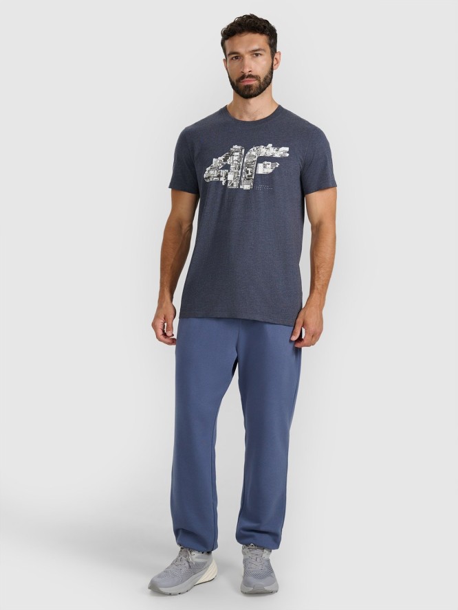 4F T-shirt regular z nadrukiem męski - szary M