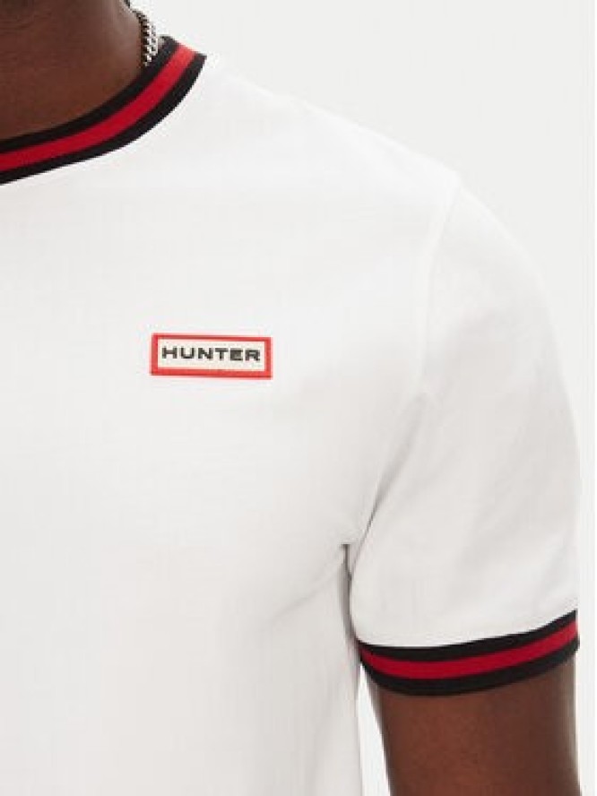 Hunter T-Shirt Eigg Ringer HARM0032251 Biały Regular Fit