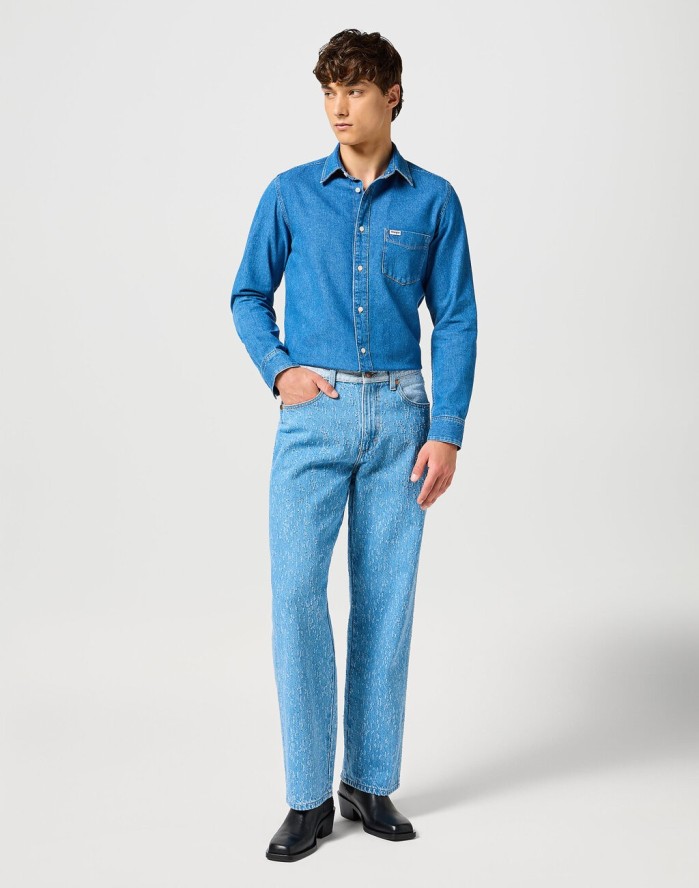 WRANGLER MĘSKA KOSZULA 1 PKT SHIRT MID STONE 112357191 W5X2014179