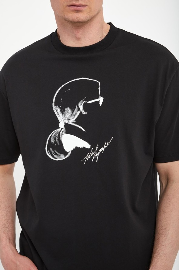 T-shirt męski z haftem KARL LAGERFELD