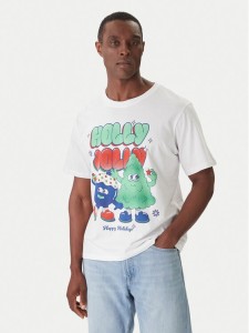 Jack & Jones T-Shirt Holiday Cartoon 12287550 Biały Relaxed Fit