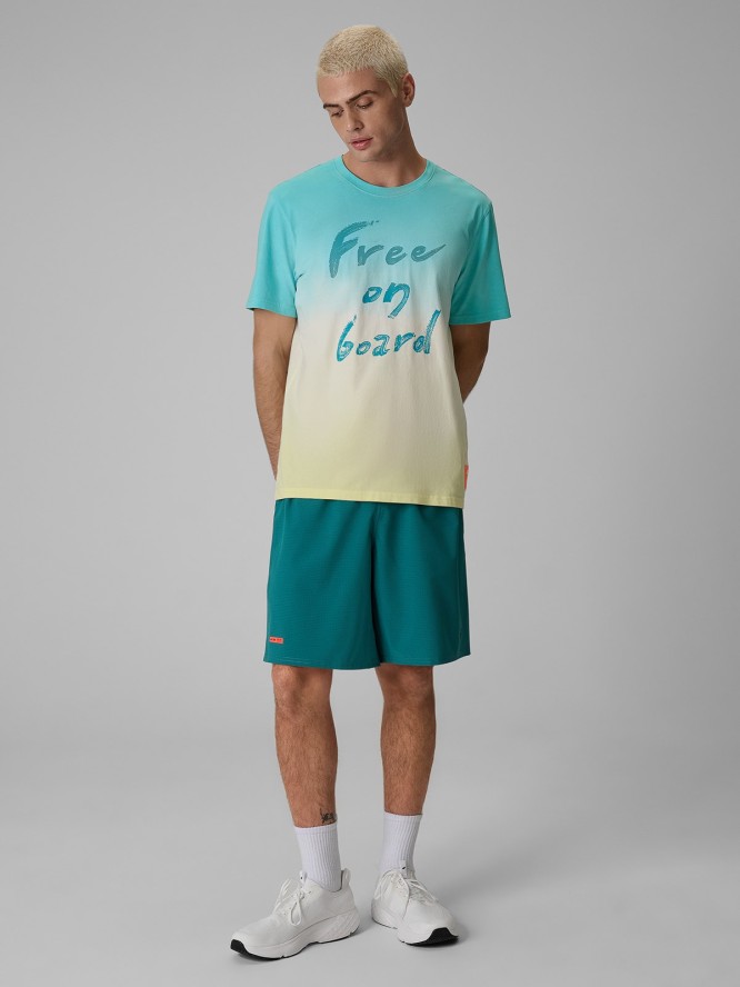 4F T-shirt regular z nadrukiem męski - multikolor M