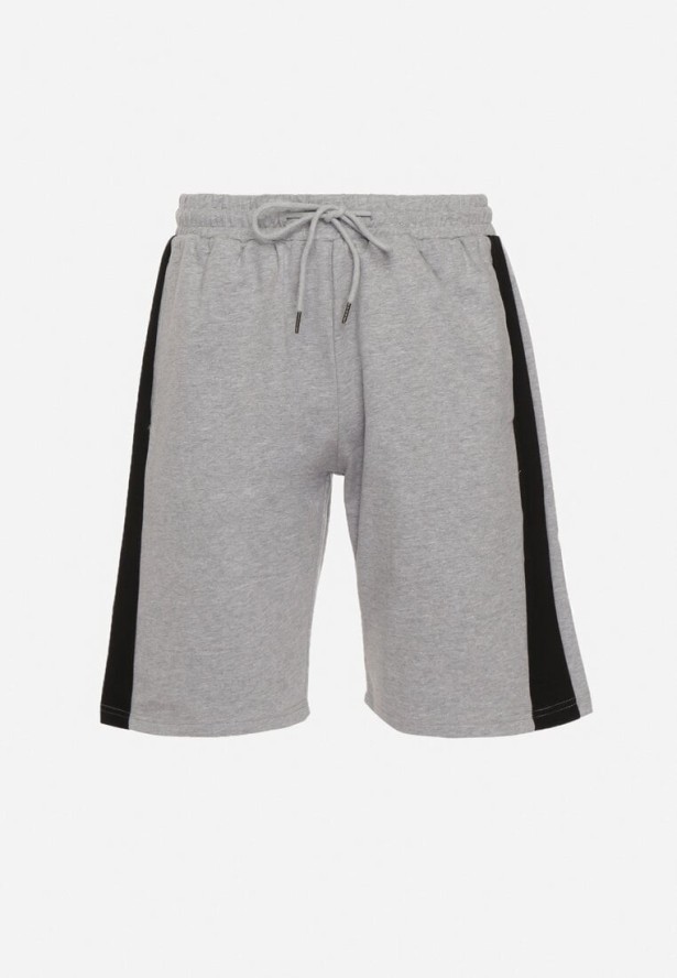 Szare Bawełniane Szorty z Gumką w Pasie z Wysokim Stanem Nisalia