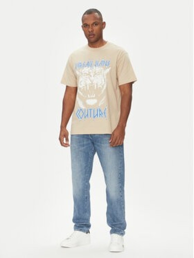 Versace Jeans Couture T-Shirt 78GAHT06 Beżowy Regular Fit