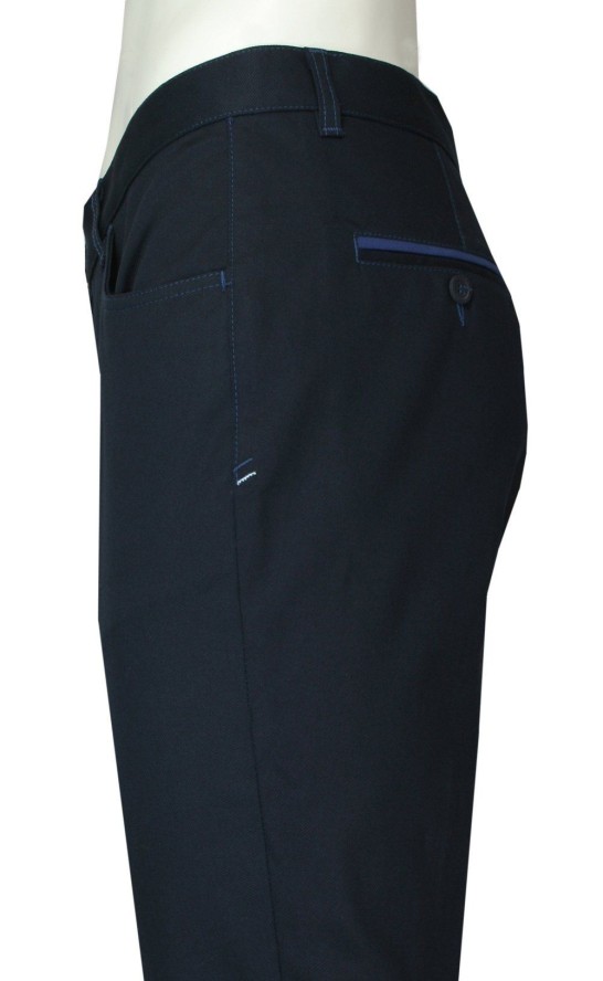 Eleganckie, Ciemne Granatowe Męskie Spodnie Garniturowe, Wizytowe -CASINO