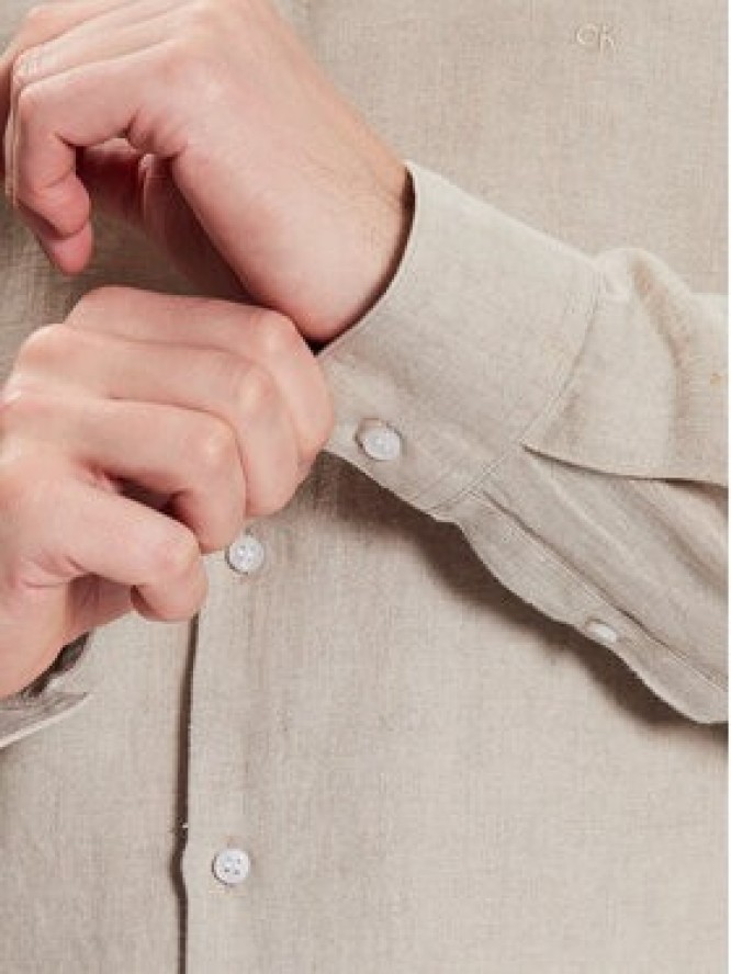 Calvin Klein Koszula Linen Solid Slim Shirt K10K109286 Beżowy Slim Fit