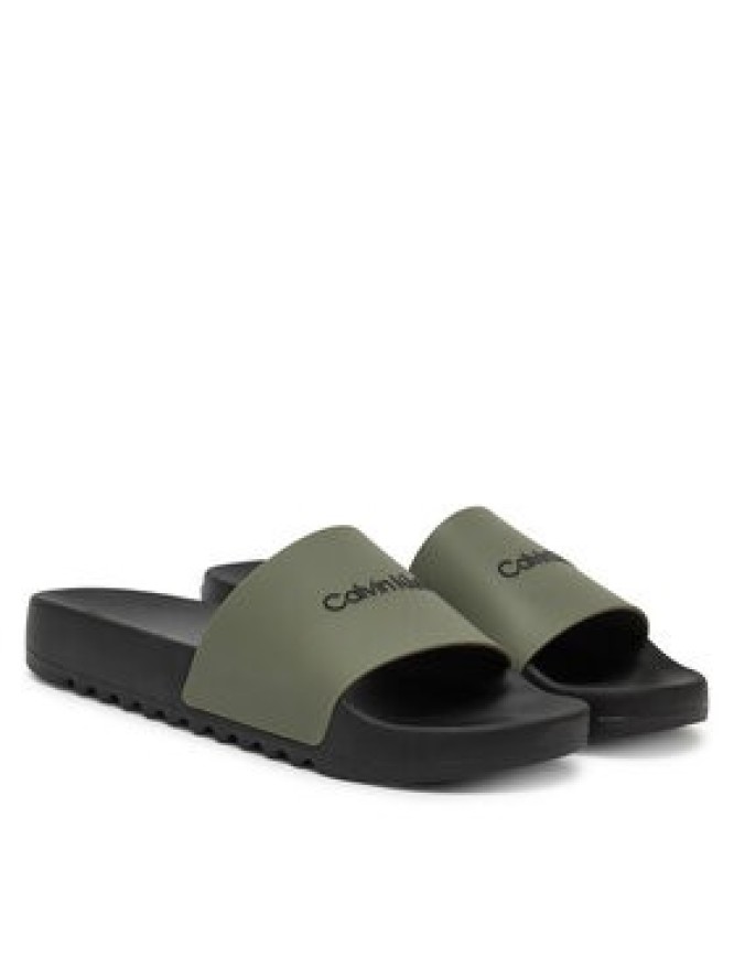 Calvin Klein Klapki Chunky Pool Slide Rub HM0HM01063 Zielony