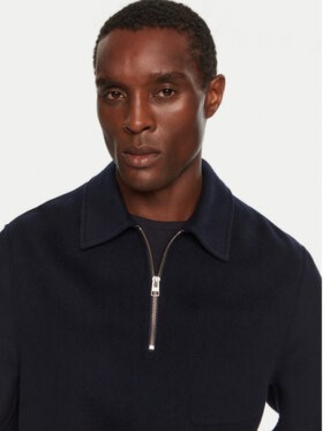 AMI Paris Płaszcz wełniany HJK057.WV0022 Granatowy Regular Fit