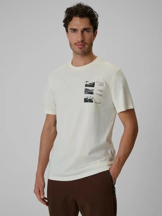 T-shirt regular z nadrukiem męski 4F 4FRSS26TTSHM4231