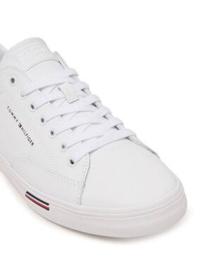 Tommy Hilfiger Sneakersy Signature Midsole Lace-Up Trainers With Leather FM0FM05814 Biały