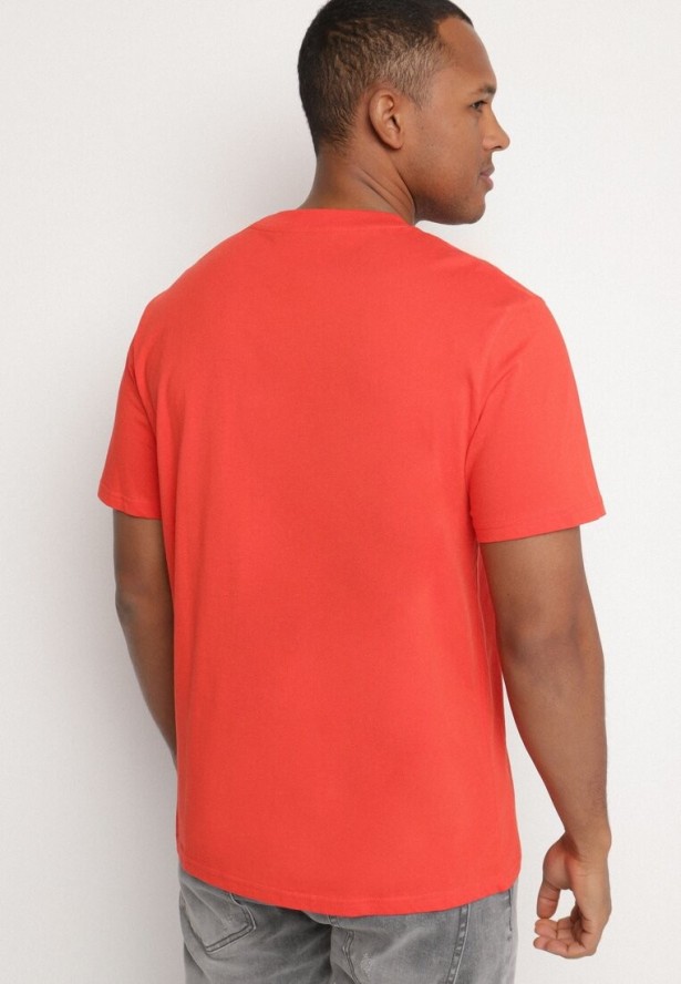 Pomarańczowa Bawełniana Koszulka z Nadrukiem z Napisem Mepize