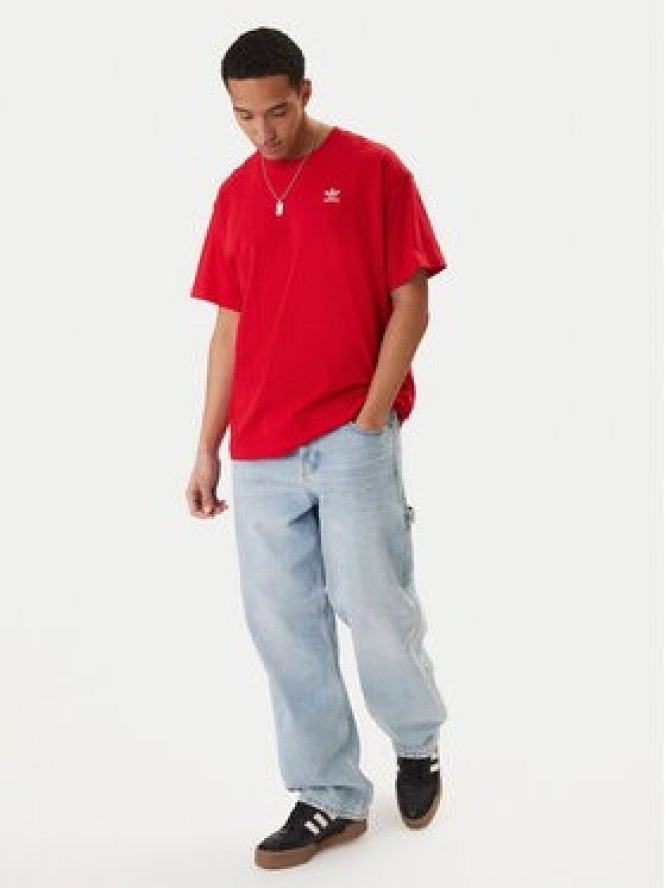 adidas T-Shirt Trefoil Essentials KC8984 Czerwony Oversize
