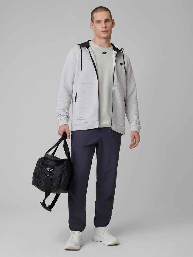 4F Bluza treningowa regular z kapturem męska - biała XL