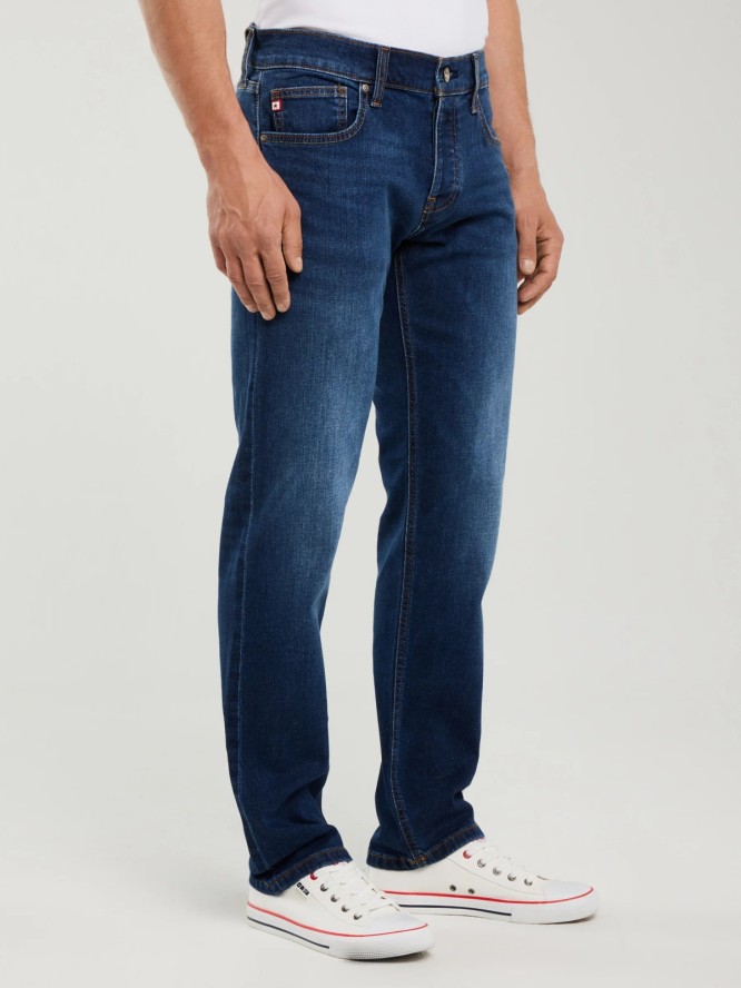Jeansy męskie z prostą nogawką granatowe Ronald 315