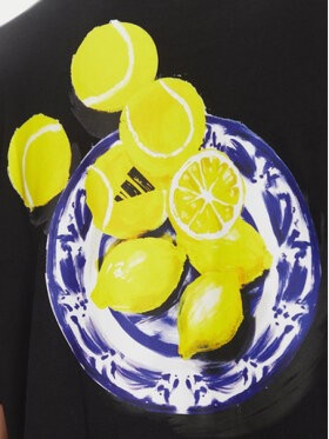 adidas T-Shirt Lounge Still Life Lemons Graphic JN7367 Czarny Regular Fit
