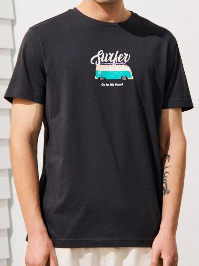 Koszulka z letnim drobnym motywem - szary