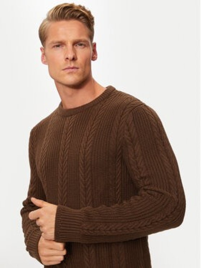 Jack & Jones Sweter 12261436 Brązowy Regular Fit