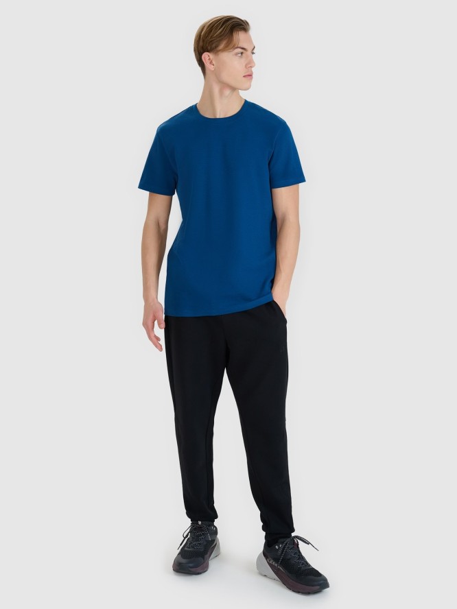 4F T-shirt regular ze strukturalnej dzianiny męski - turkusowy XXL