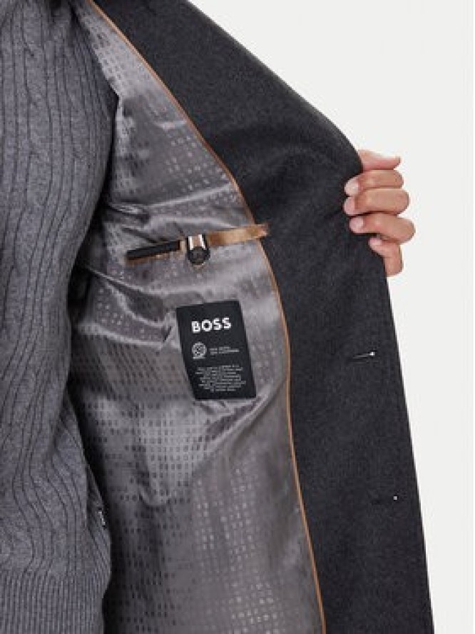 BOSS Płaszcz wełniany Hyde 50549187 Szary Slim Fit
