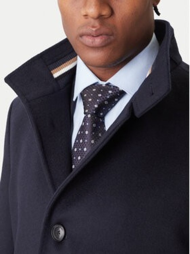 BOSS Płaszcz wełniany H-Hyde 50551078 Granatowy Slim Fit